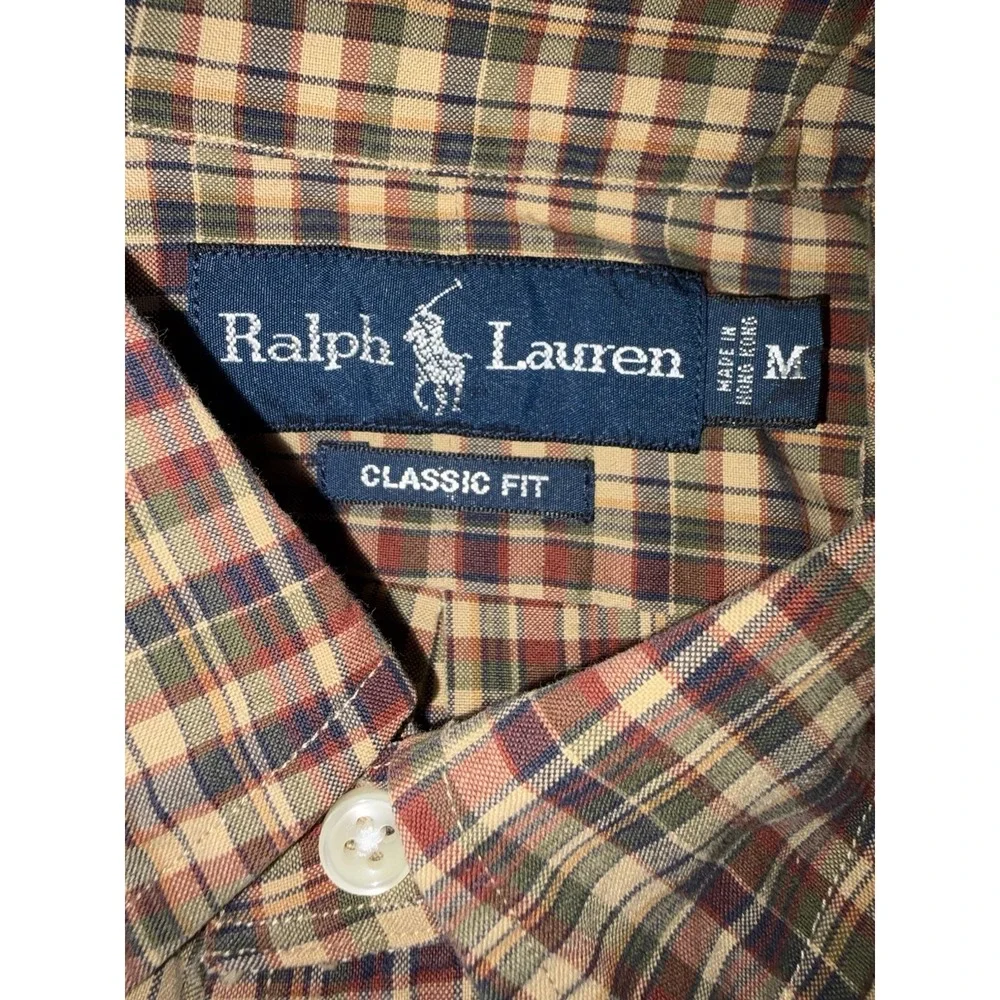 Polo Ralph Lauren Brown Plaid Button Down Mens Medium Long Sleeve Classic Fit